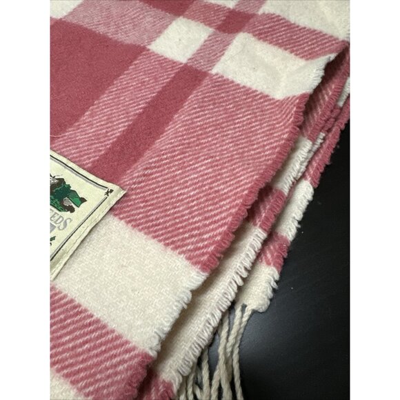 Vintage Bronte Tweeds All Wool Purple Red Pink Plaid Blanket Throw 55X65 - Picture 7 of 9